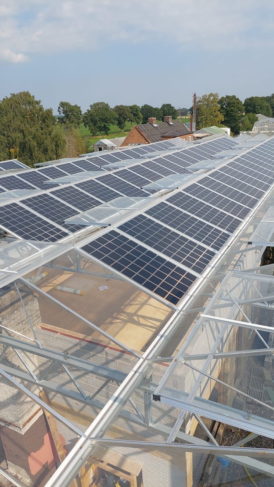 Greenhouse with solar panels